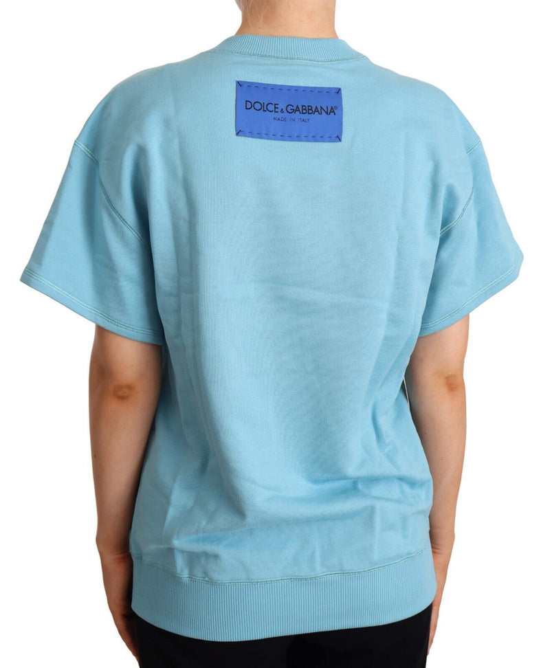 Elegant Blue Crew Neck Cotton Top Dolce & Gabbana