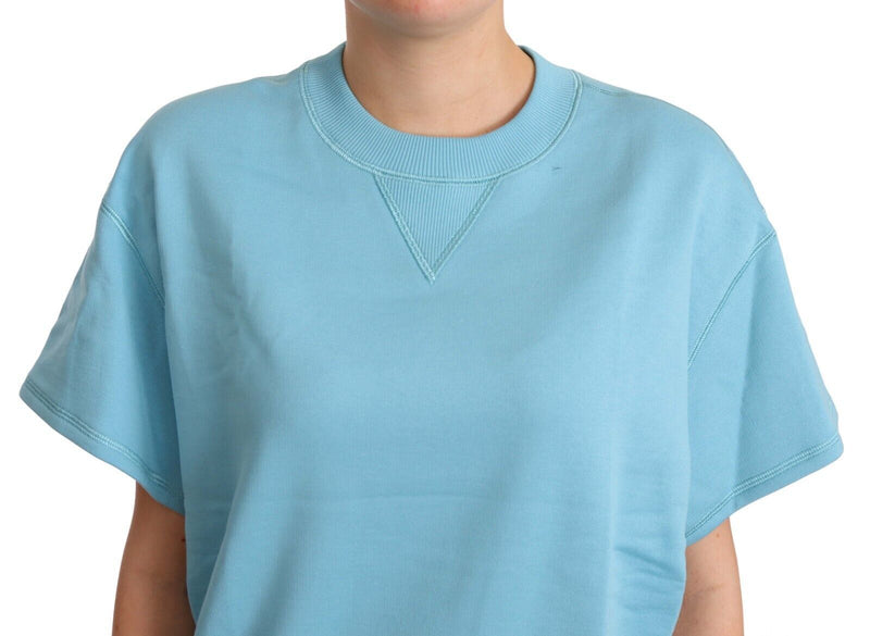 Elegant Blue Crew Neck Cotton Top Dolce & Gabbana