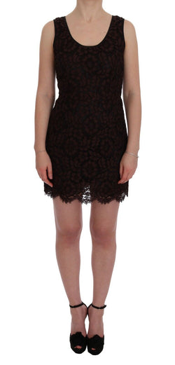 Bordeaux Floral Lace Ricamo Sheath Dress Dolce & Gabbana