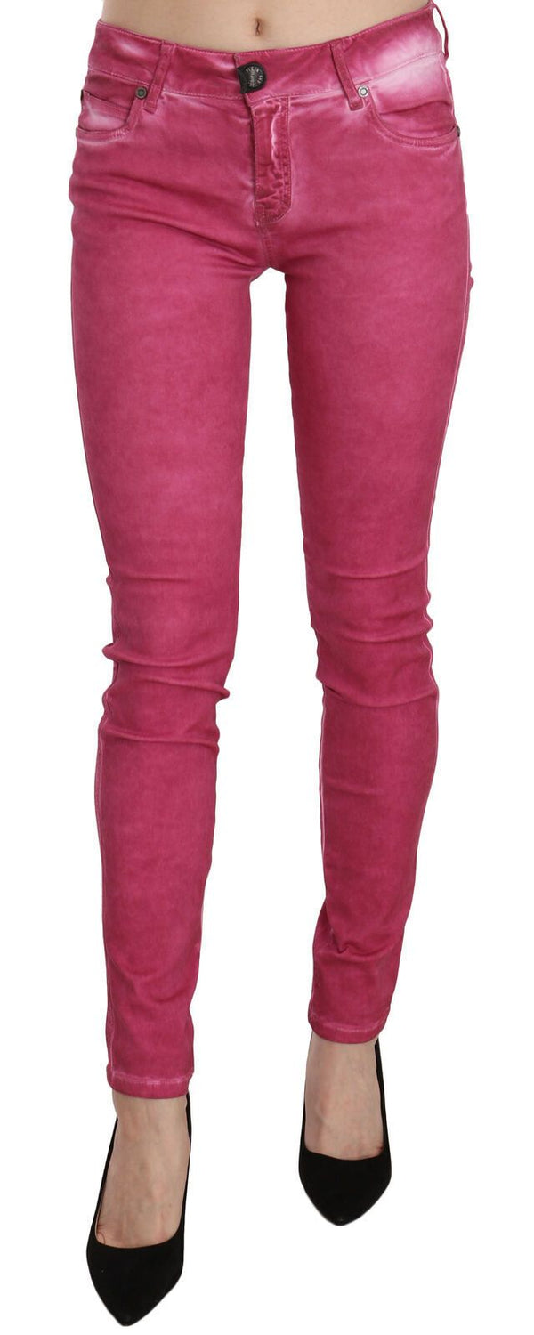 Chic Pink Mid Waist Skinny Pants Dolce & Gabbana