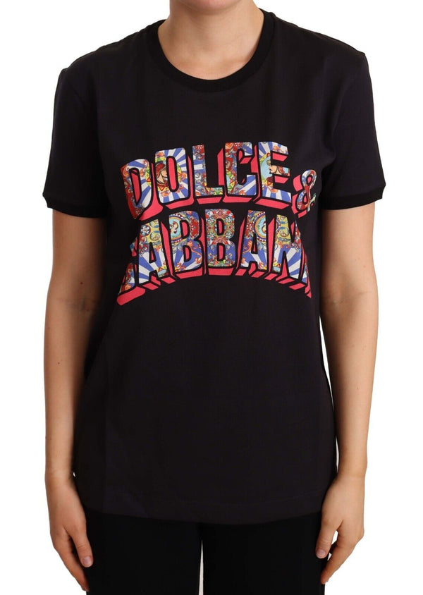 Elegant Black Cotton Logo Tee Dolce & Gabbana