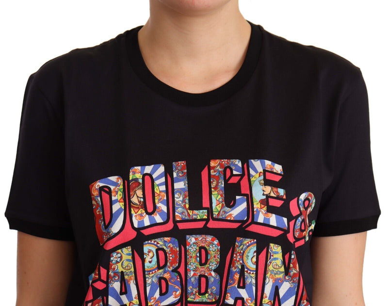 Elegant Black Cotton Logo Tee Dolce & Gabbana