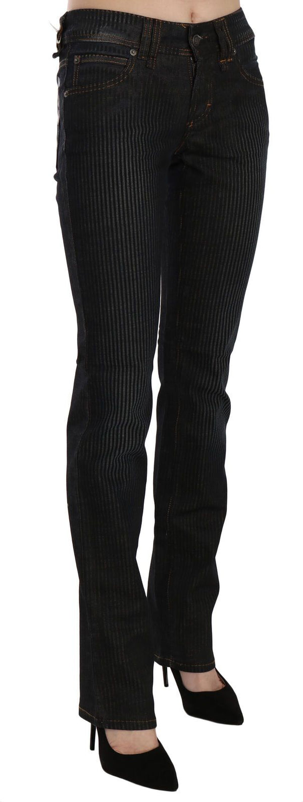 Elegant Black Slim Fit Corduroy Jeans John Galliano