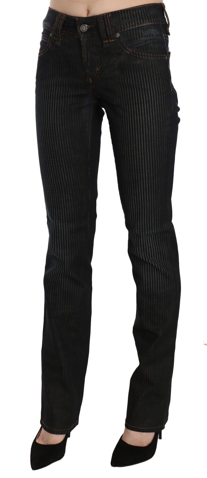 Elegant Black Slim Fit Corduroy Jeans John Galliano