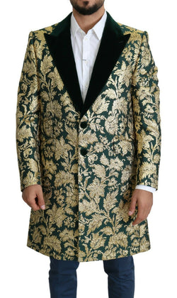 Elegant Gold Green Jacquard Sicilia Jacket Dolce & Gabbana