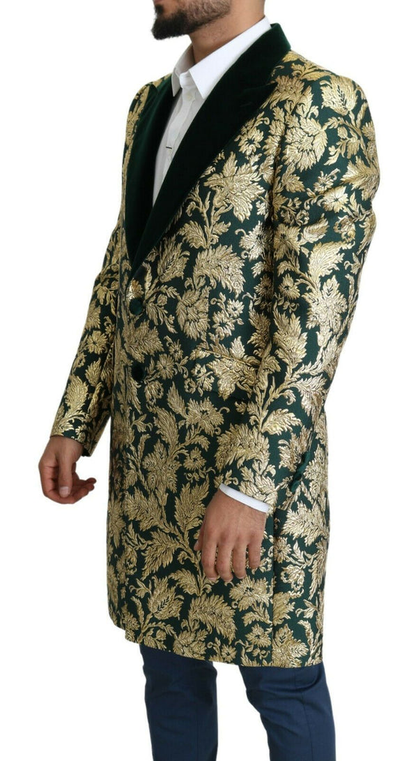 Elegant Gold Green Jacquard Sicilia Jacket Dolce & Gabbana