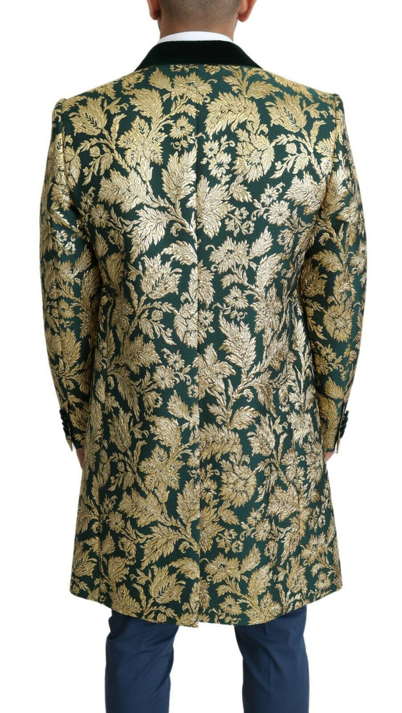 Elegant Gold Green Jacquard Sicilia Jacket Dolce & Gabbana