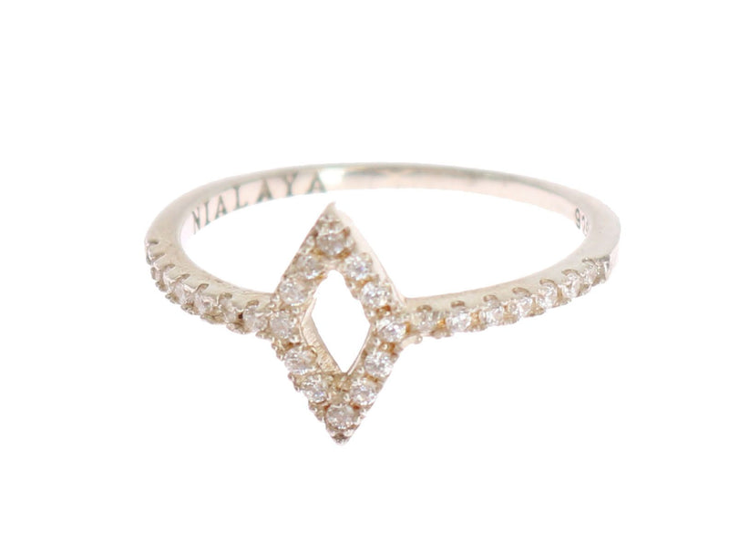 Elegant Silver CZ Crystal Studded Ring Nialaya