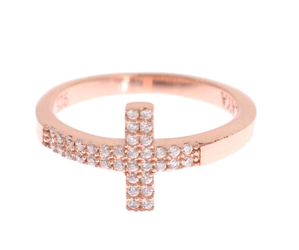 Elegant Pink Crystal Encrusted Silver Ring Nialaya