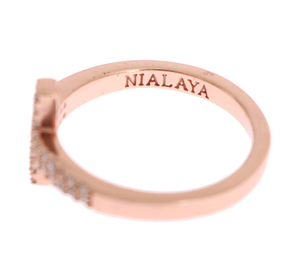 Elegant Pink Crystal Encrusted Silver Ring Nialaya