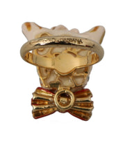 Elegant Canine-Inspired Gold Tone Ring Dolce & Gabbana