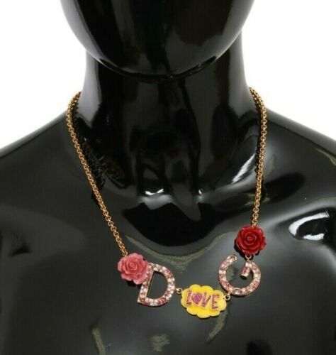 Gold Crystal Charm Statement Necklace Dolce & Gabbana