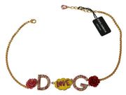 Gold Crystal Charm Statement Necklace Dolce & Gabbana