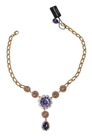 Elegant Gold Crystal Floral Charm Necklace Dolce & Gabbana