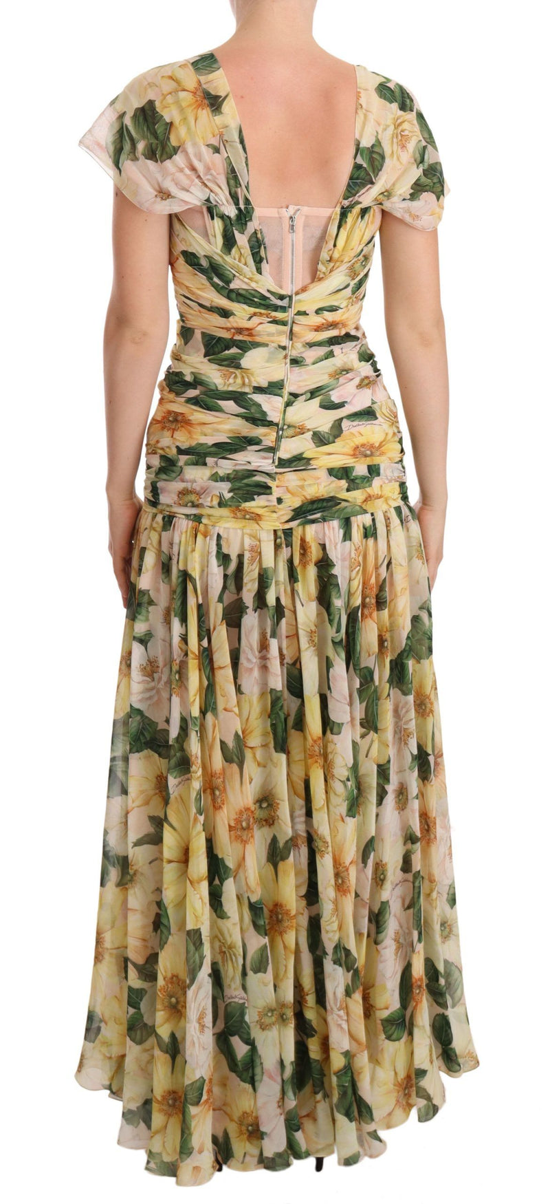 Floral Elegance Silk Pleated Maxi Dress Dolce & Gabbana