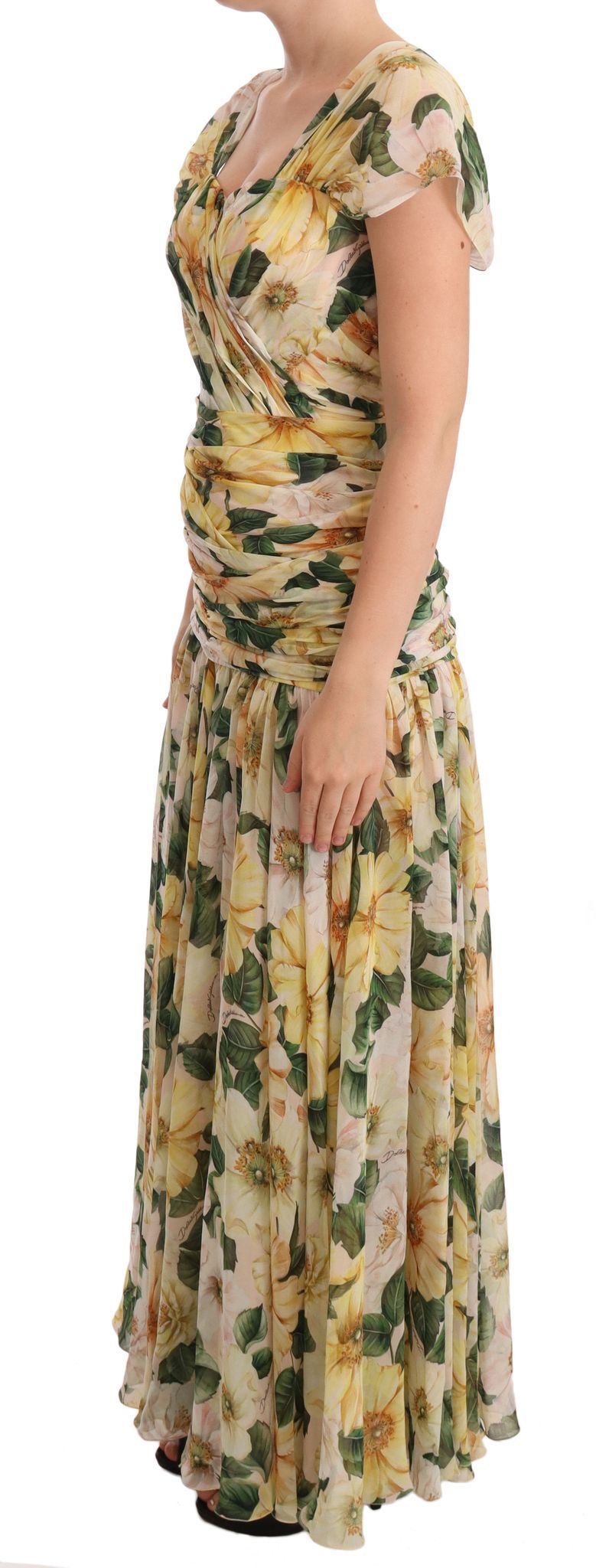 Floral Elegance Silk Pleated Maxi Dress Dolce & Gabbana