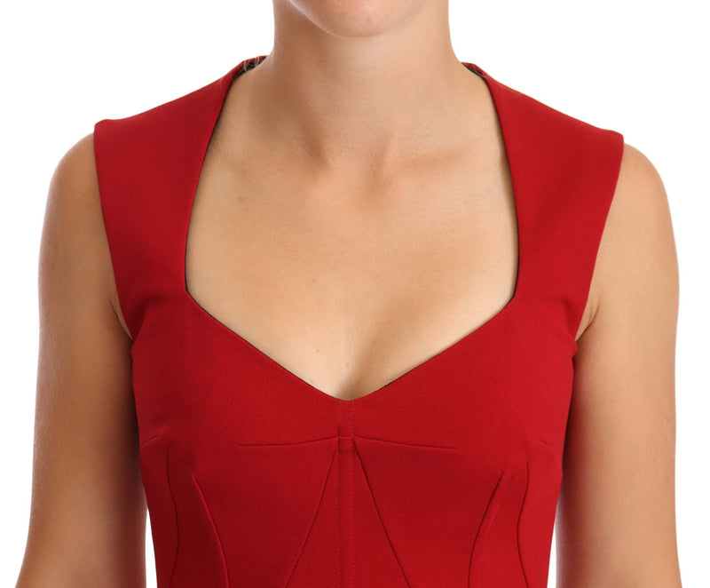 Elegant Sweetheart Midi Dress in Red Dolce & Gabbana
