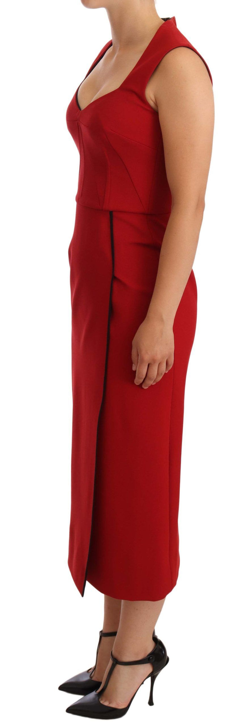 Elegant Sweetheart Midi Dress in Red Dolce & Gabbana