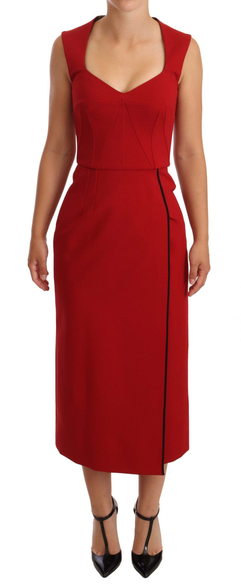 Elegant Sweetheart Midi Dress in Red Dolce & Gabbana