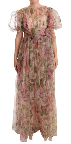 Floral Print Nylon Maxi Dress Dolce & Gabbana