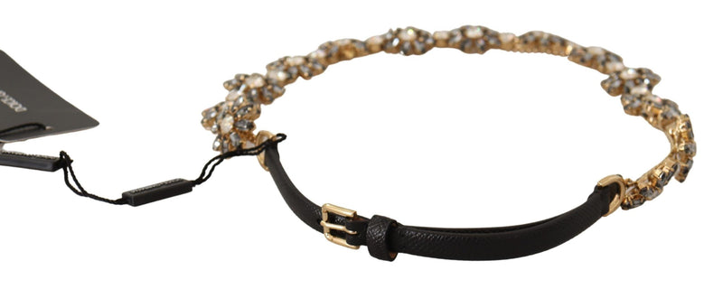 Elegant Crystal Daisy Chain Leather Belt Dolce & Gabbana