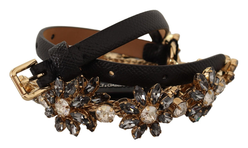 Elegant Crystal Daisy Chain Leather Belt Dolce & Gabbana