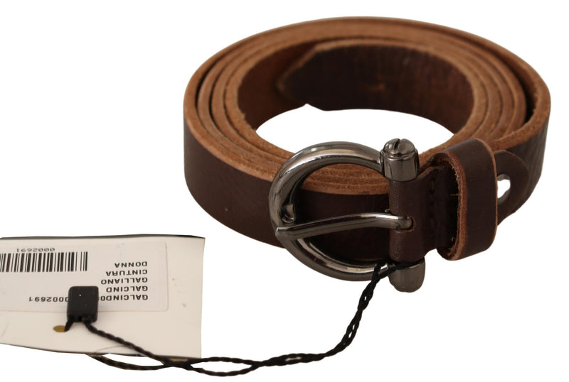 Elegant Brown Leather Fashion Belt John Galliano