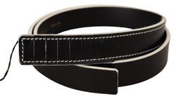 Chic Black Leather Fashion Belt with White Accents Costume National