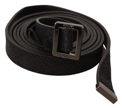 Chic Black Leather Fashion Belt with Metal Buckle Costume National