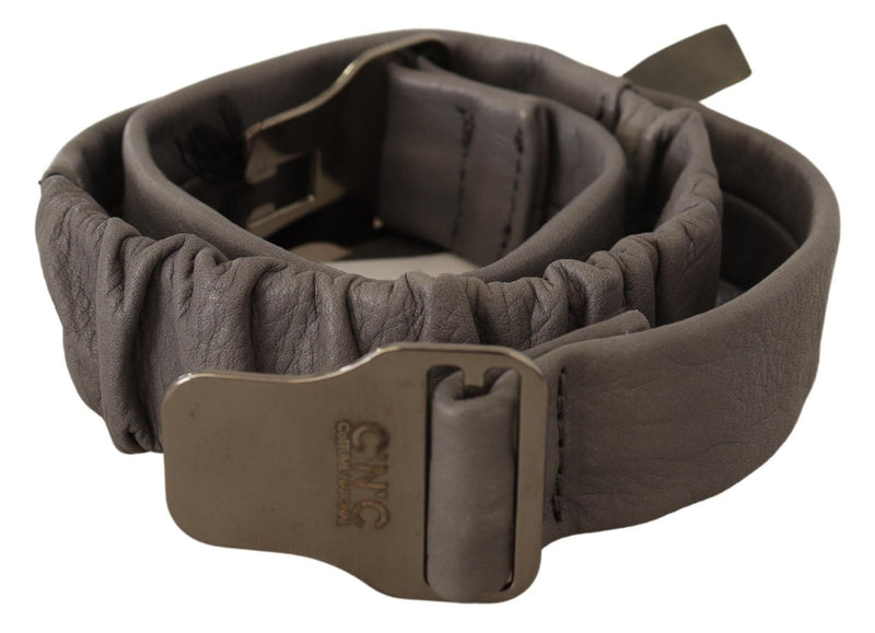 Elegant Gray Leather Fashion Belt Costume National