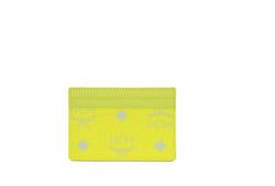 Spectrum Diamond Mini Neon Yellow Visetos Leather Card Case Holder Wallet MCM