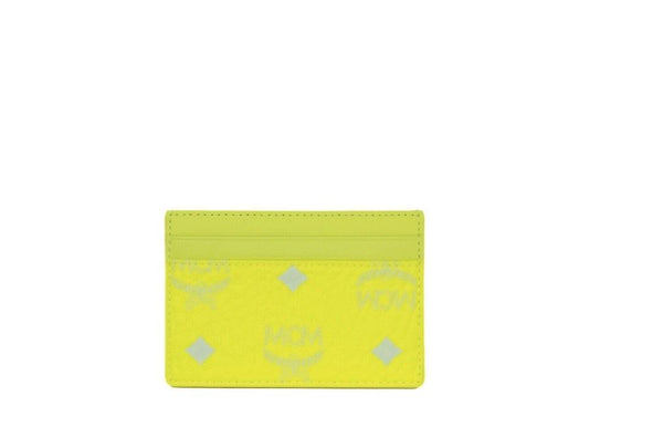 Spectrum Diamond Mini Neon Yellow Visetos Leather Card Case Holder Wallet MCM