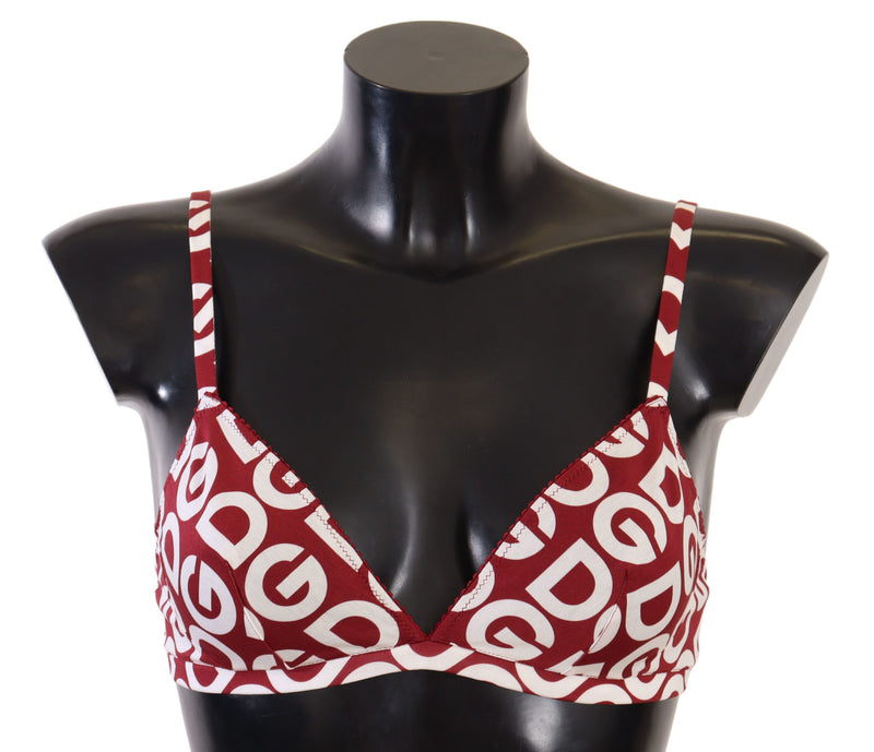 Red Cotton Logo Printed Designer Bra Dolce & Gabbana