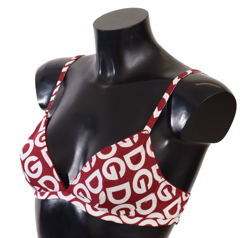 Red Cotton Logo Printed Designer Bra Dolce & Gabbana