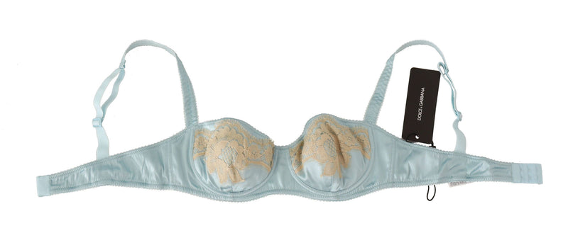 Elegant Silk Blend Balconette Bra in Light Blue Dolce & Gabbana