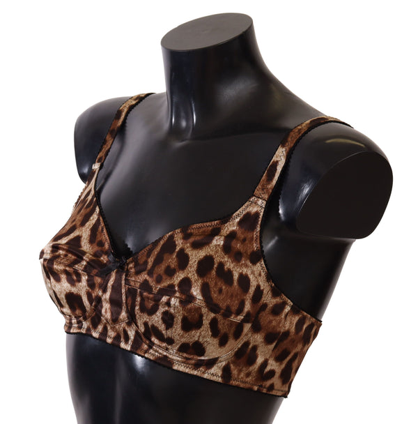 Elegant Silk Leopard Print Bra Dolce & Gabbana