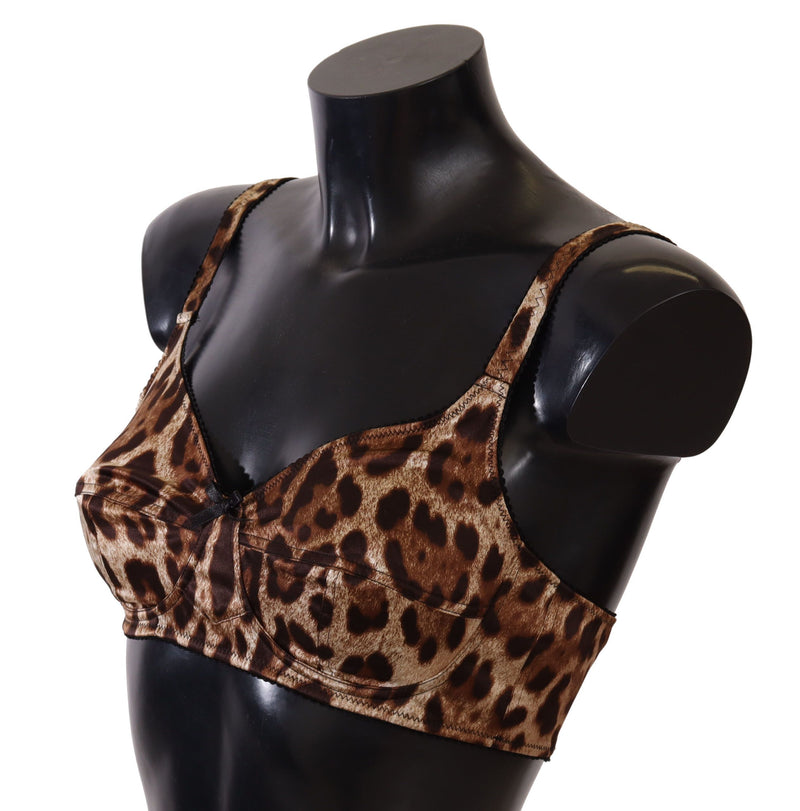 Elegant Silk Leopard Print Bra Dolce & Gabbana