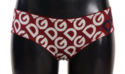 Chic Maroon White Logo Swim Bottoms Dolce & Gabbana