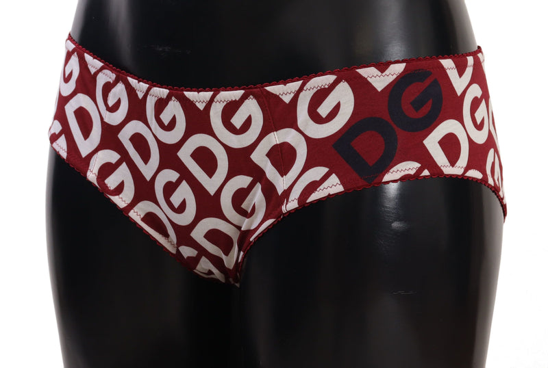 Chic Maroon White Logo Swim Bottoms Dolce & Gabbana