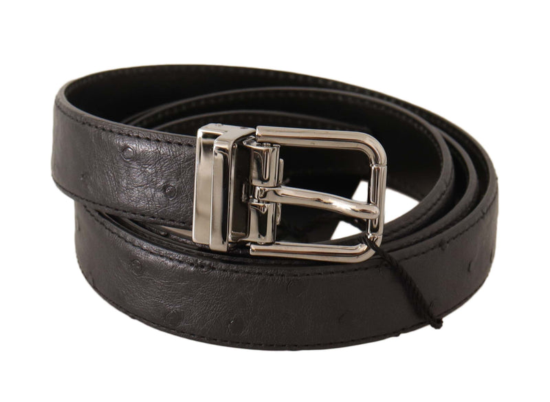 Elegant Black Leather Belt with Silver Buckle Dolce & Gabbana