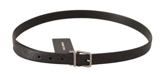 Elegant Black Leather Belt with Silver Buckle Dolce & Gabbana