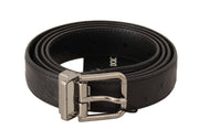 Elegant Black Leather Belt with Silver Buckle Dolce & Gabbana