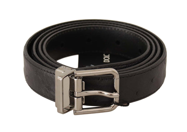 Elegant Black Leather Belt with Silver Buckle Dolce & Gabbana