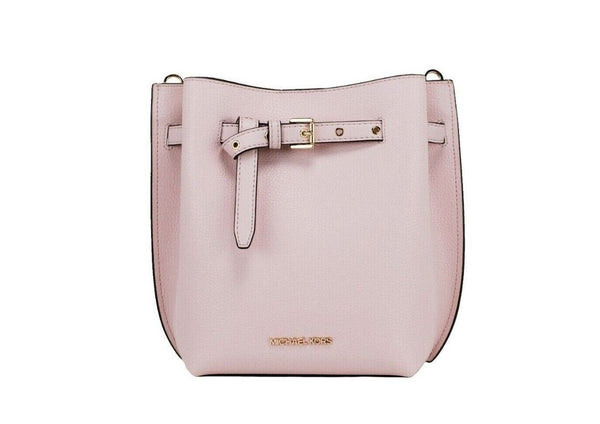 Emilia Small Powder Blush Pebble Leather Bucket Messenger Handbag Michael Kors