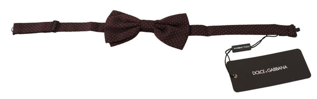 Elegant Brown Dot Pattern Silk Bow Tie Dolce & Gabbana