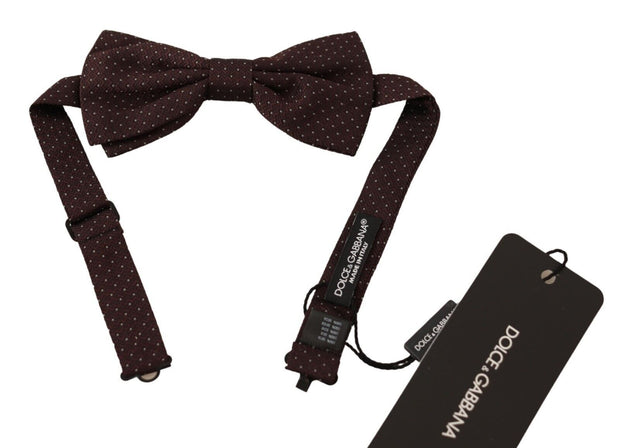 Elegant Brown Dot Pattern Silk Bow Tie Dolce & Gabbana