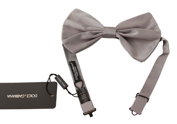 Elegant Silver Grey Silk Bow Tie Dolce & Gabbana