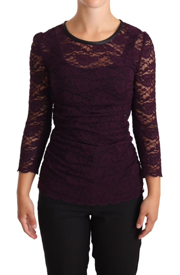 Elegant Sheer Lace Long Sleeve Blouse Dolce & Gabbana