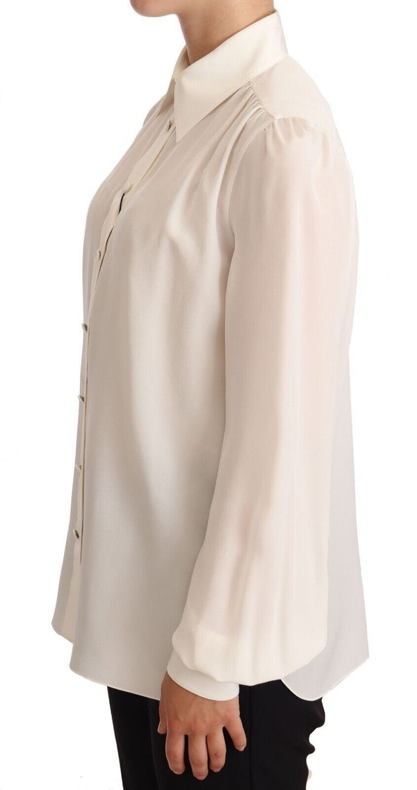 Elegant Silk Top in Off White Dolce & Gabbana