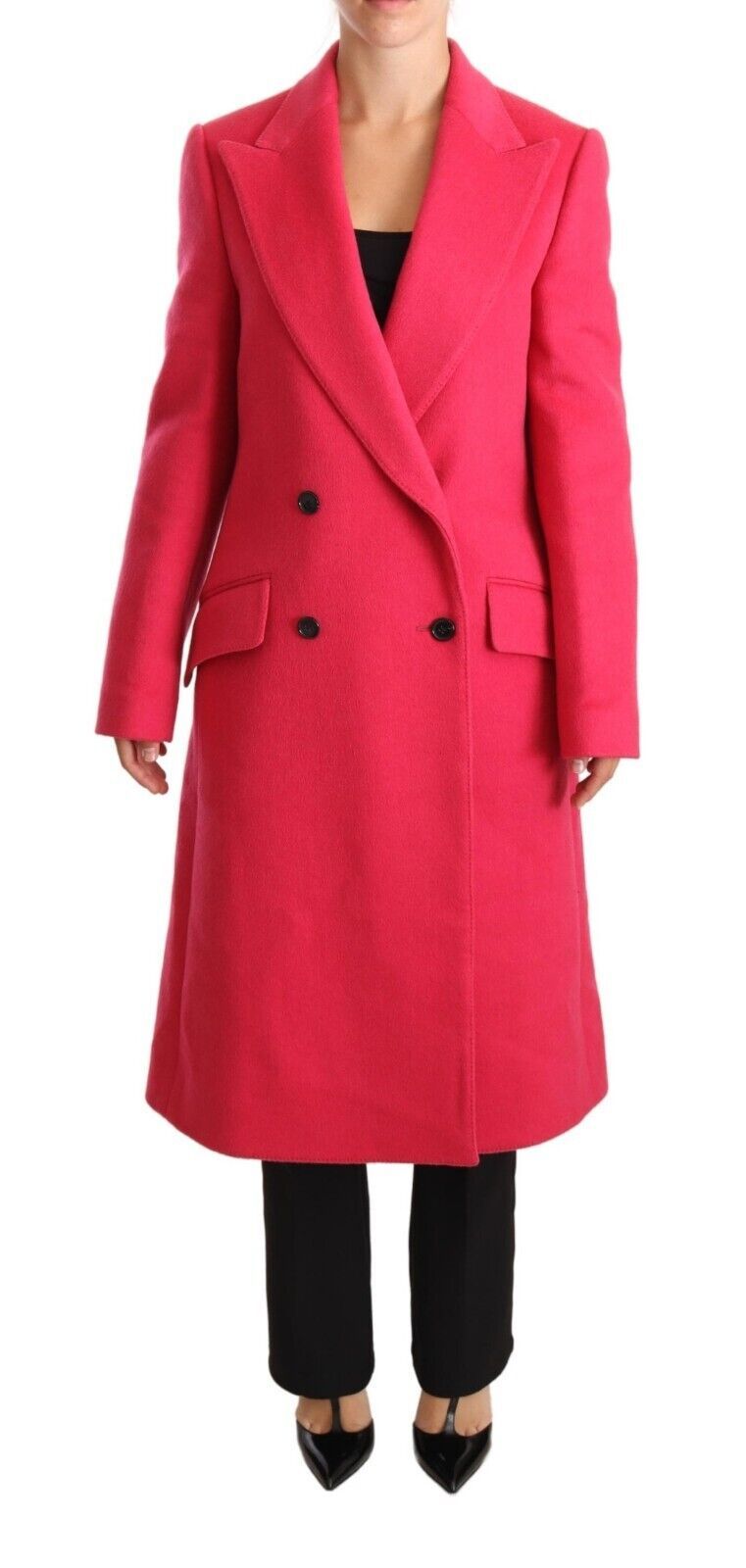 Elegant Pink Wool-Cashmere Coat Dolce & Gabbana